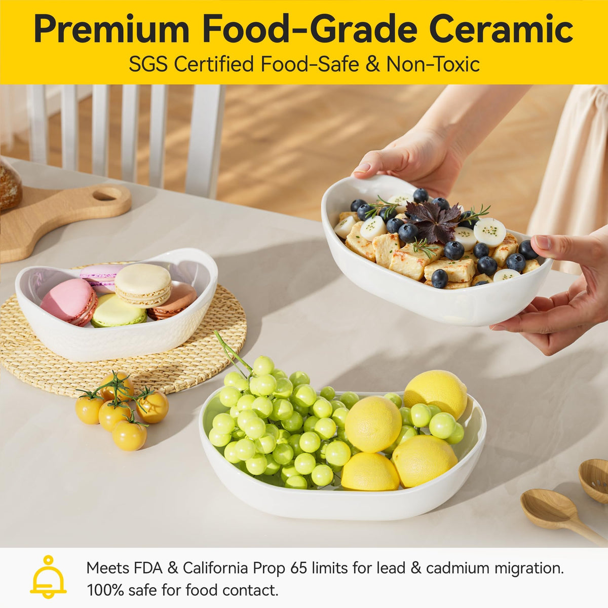 3 Tier Ceramic Fruit Bowl with Metal Stand Z972