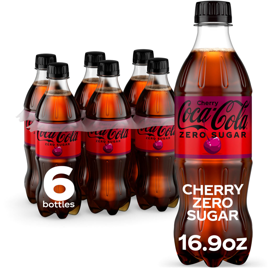 Cherry Soda Soft Drink Bottles, 16.9 fl oz, 6 Pack W432216