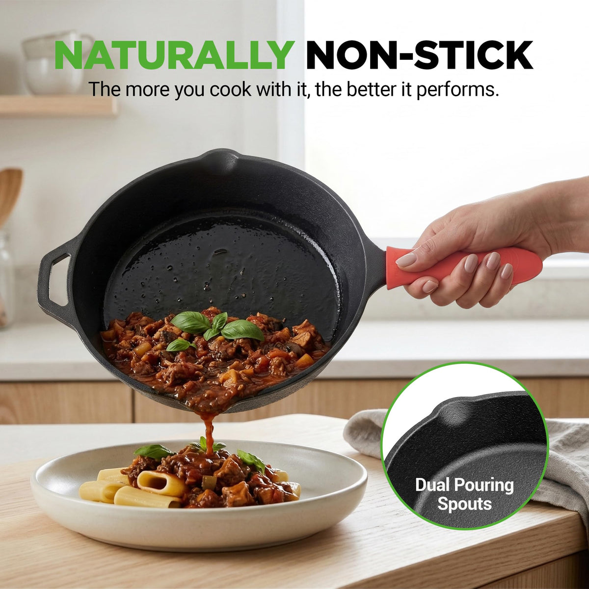 10" Pre-Seasoned Cast Iron Skillet with Glass Lid L350934
