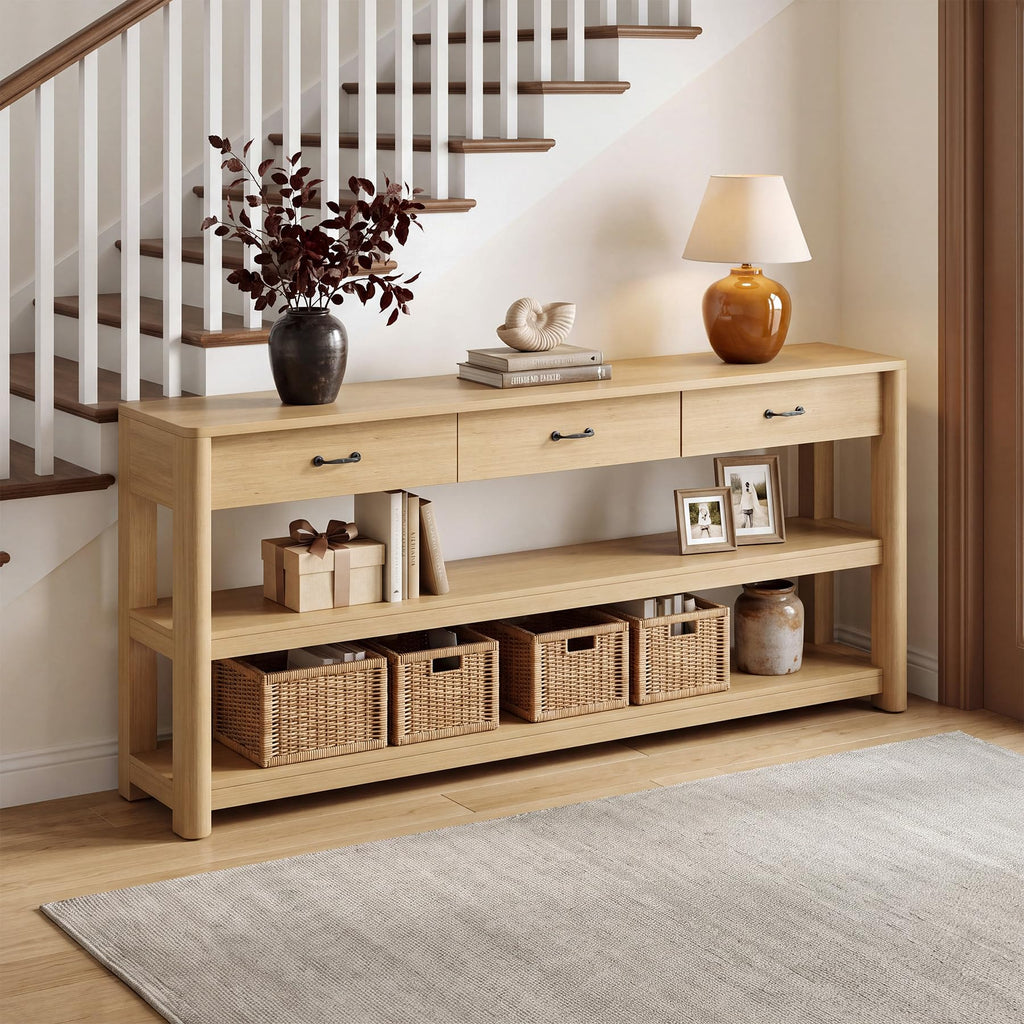 Oak Console Table with Storage Drawers Q217