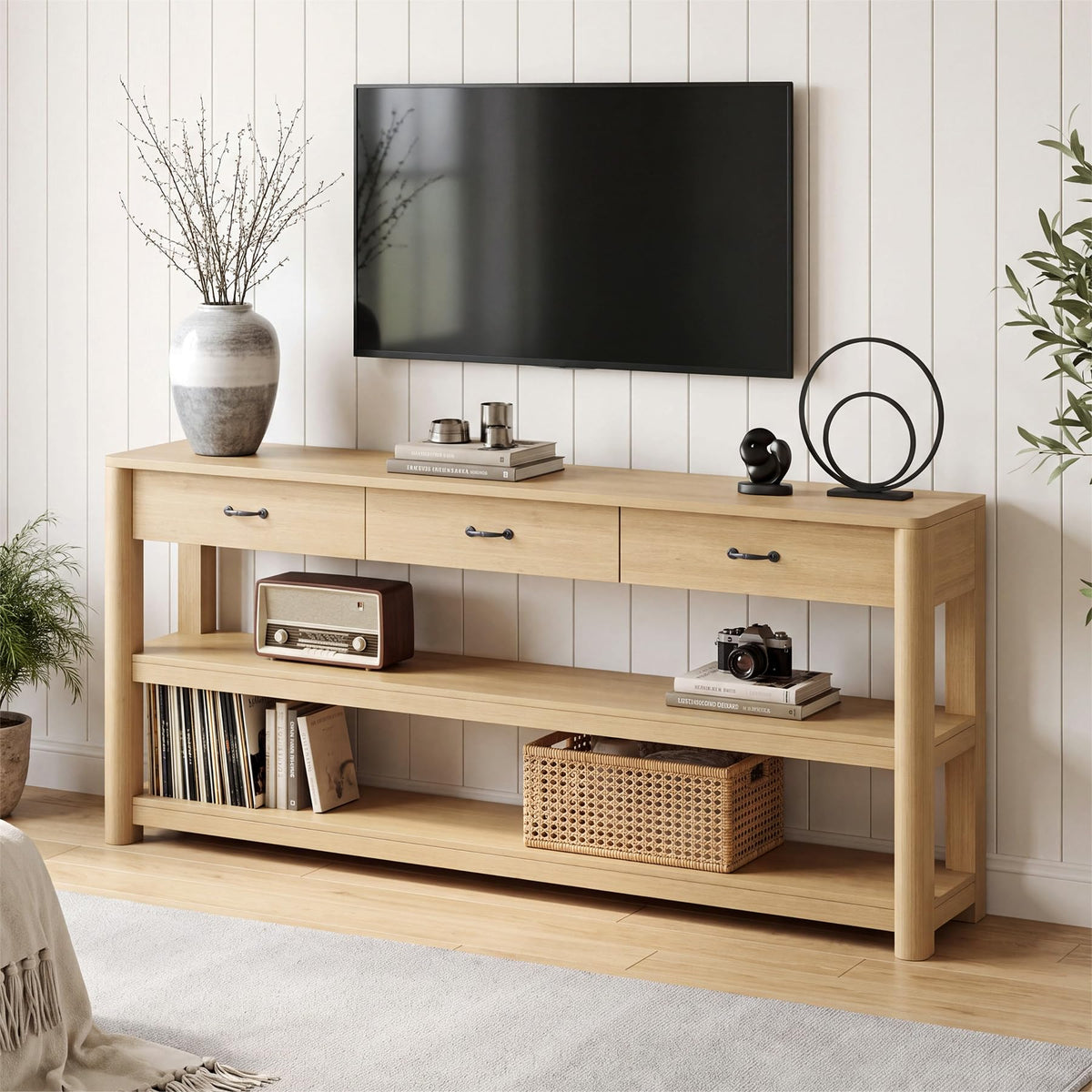 Oak Console Table with Storage Drawers Q217