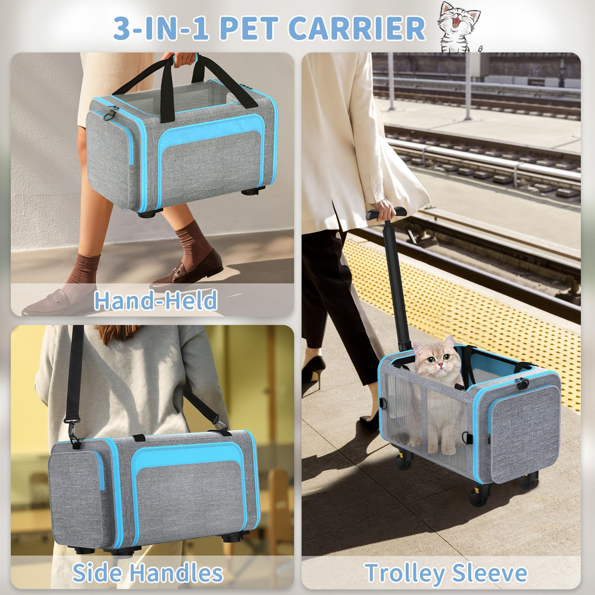 Pet Carrier with Wheels 18x11x11 T832