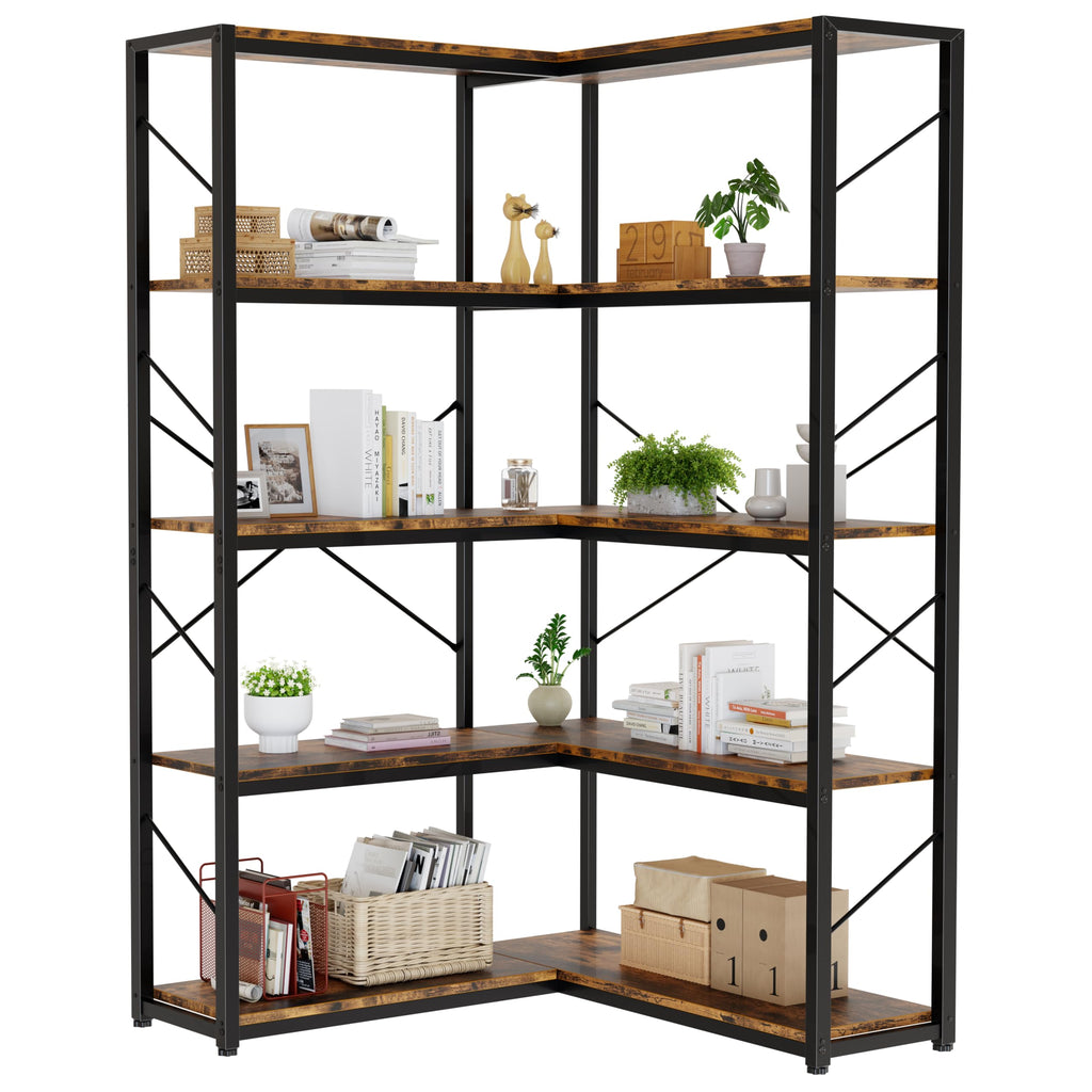 5 Tier L Shaped Corner Bookshelf T314