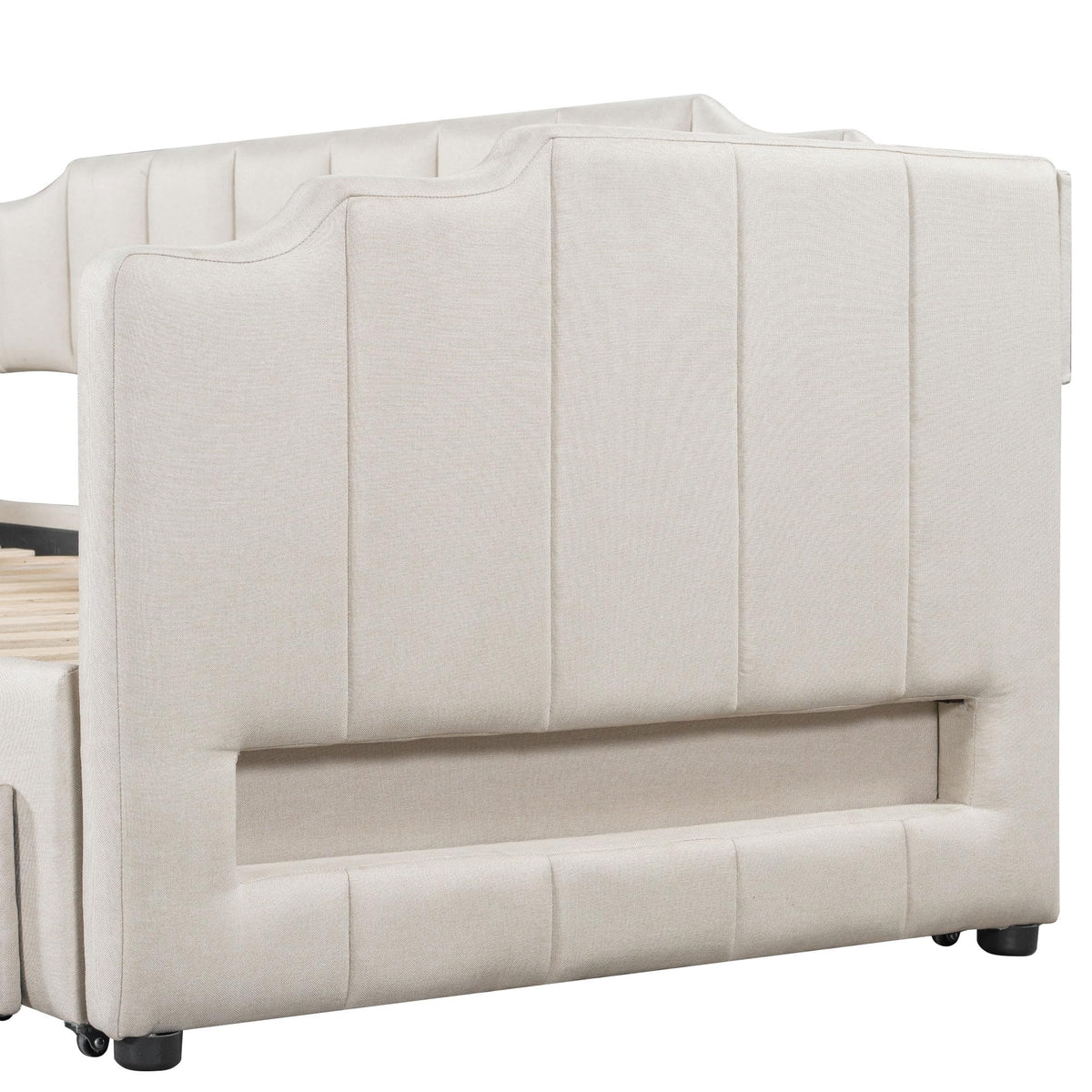 Twin XL to King Extendable Upholstered Daybed Frame with 2 Storage Drawers S2218