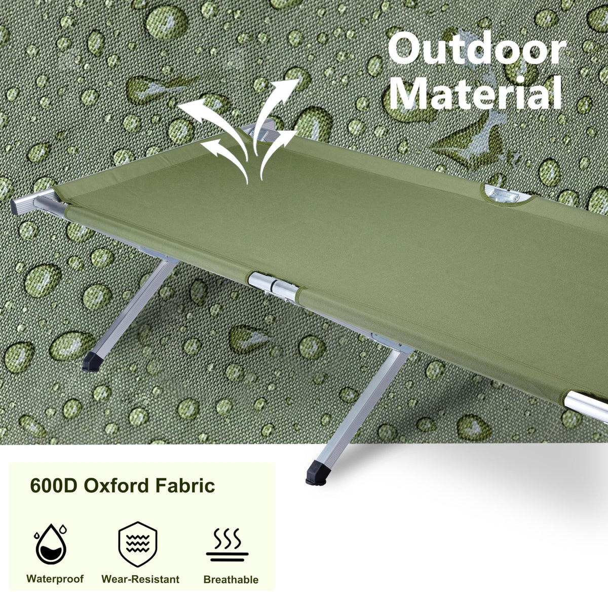 25" Wide Folding Camping Cot with Carry Bag R200613