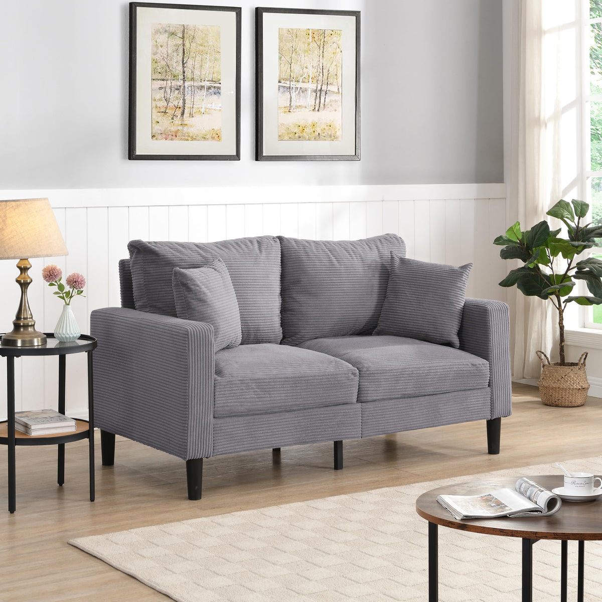 Light Gray Upholstered 2 Seat Loveseat Sofa A85970