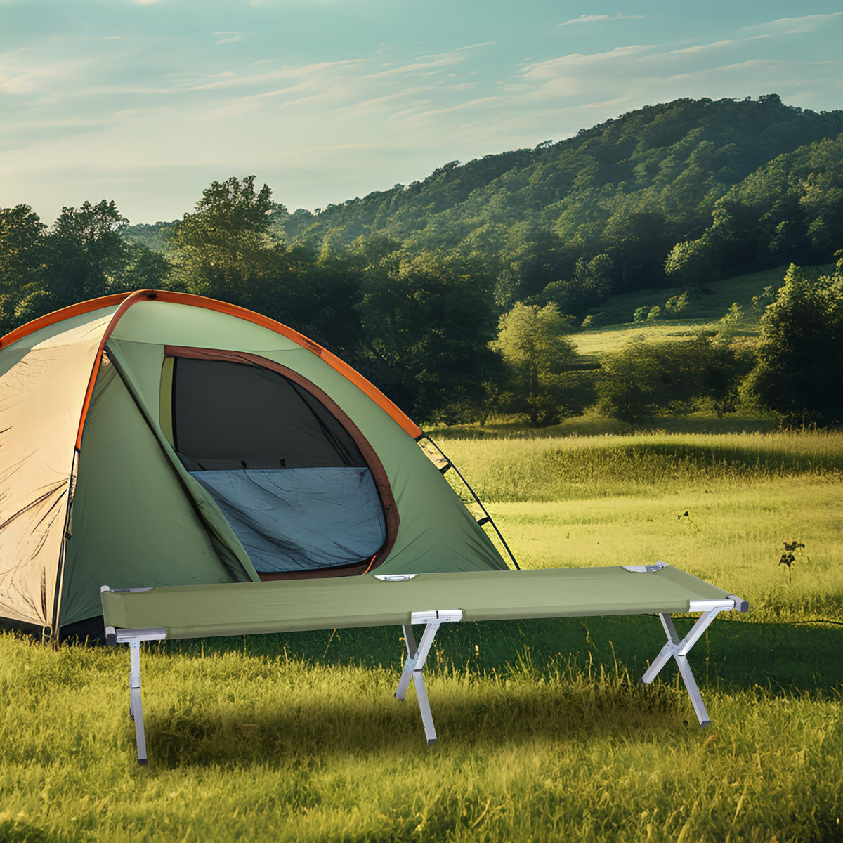 25" Wide Folding Camping Cot with Carry Bag R200613