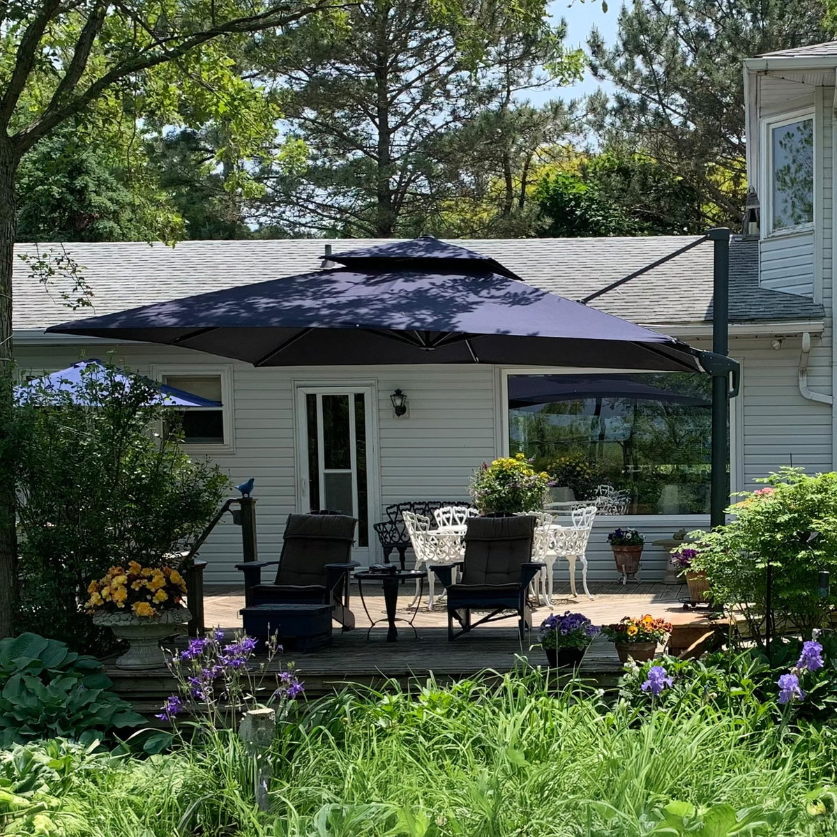 10FT Double Top Navy Blue Cantilever Umbrella B150794