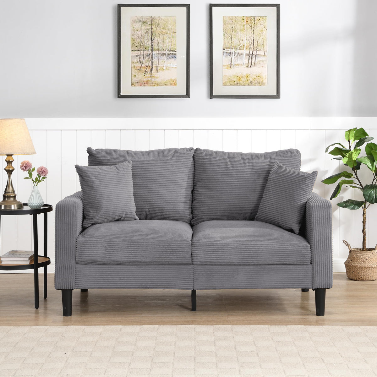 Light Gray Upholstered 2 Seat Loveseat Sofa A85970