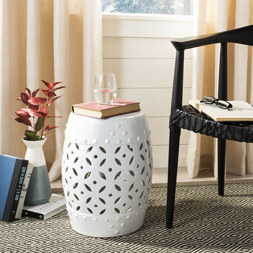 White Ceramic Garden Stool G240